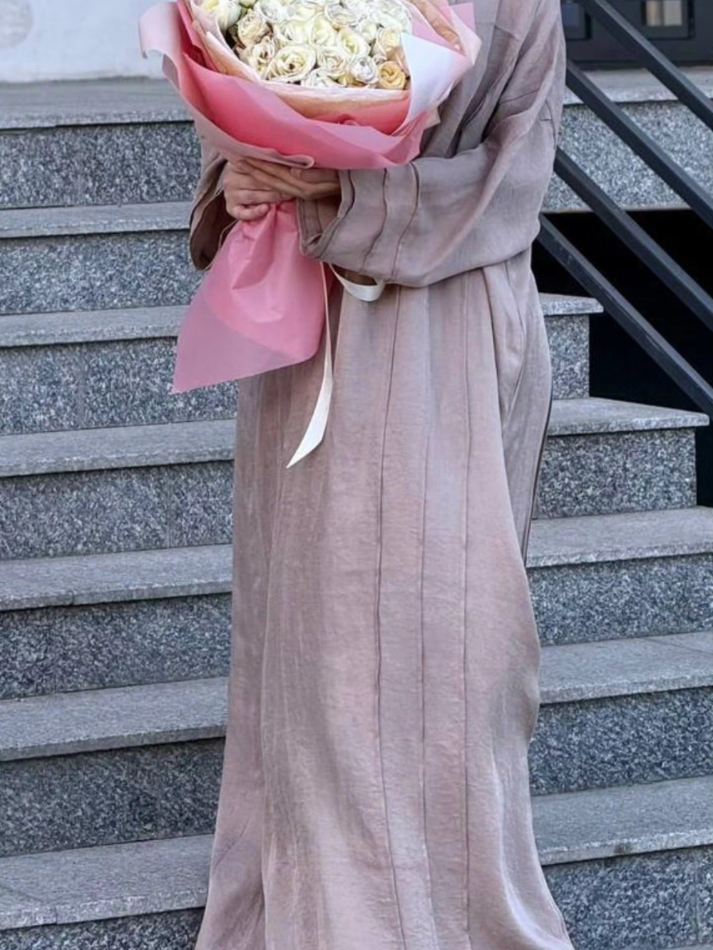 Elegant Mauve DAGISTAN KUPRA Long Sleeve Maxi Dress - Women